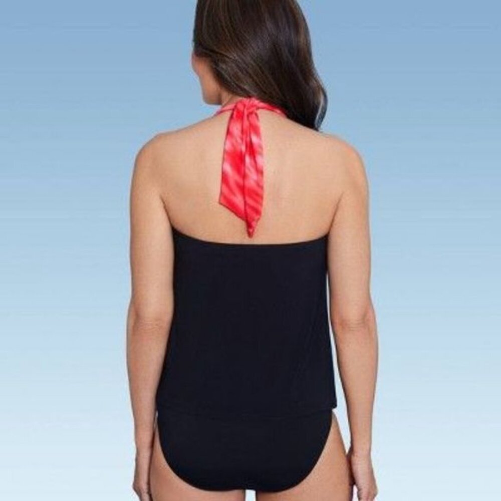Aqua Green High Neck Angled Tankini Top UPF 50 Size Medium - Picture 5 of 11